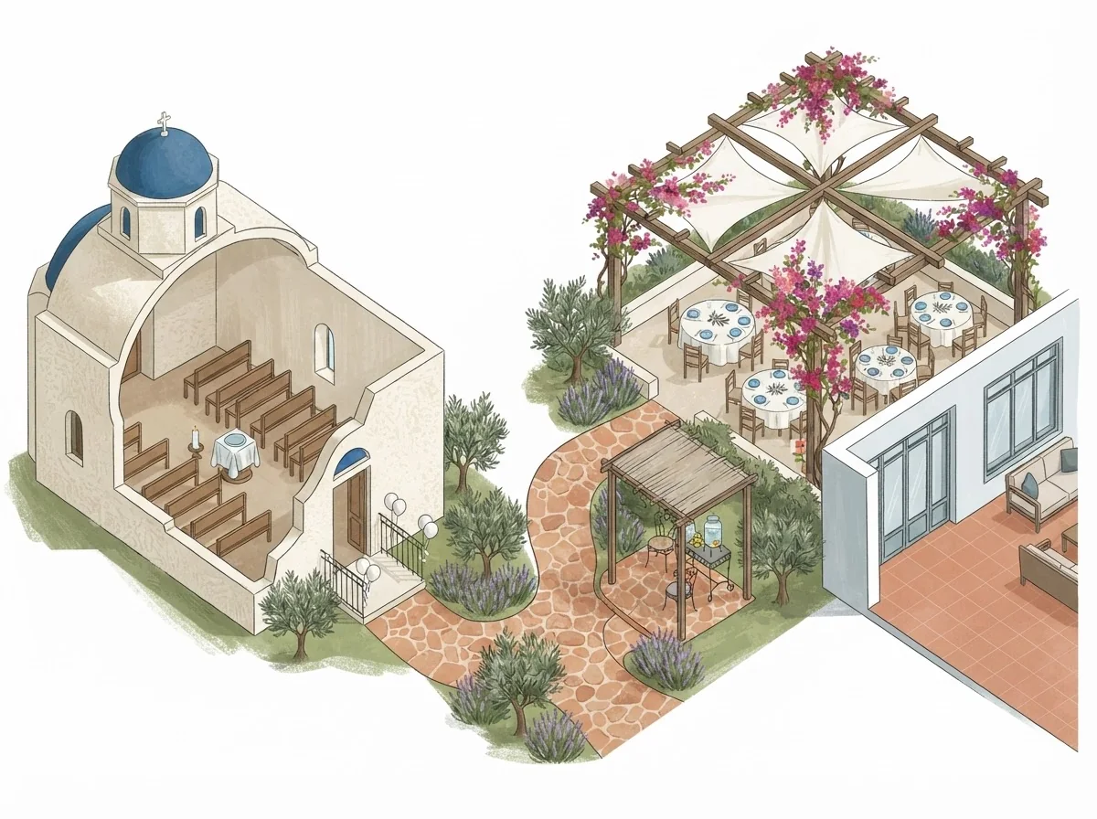 Planning illustration: A baptism reception in Attica: leave room between the ceremony and lunch