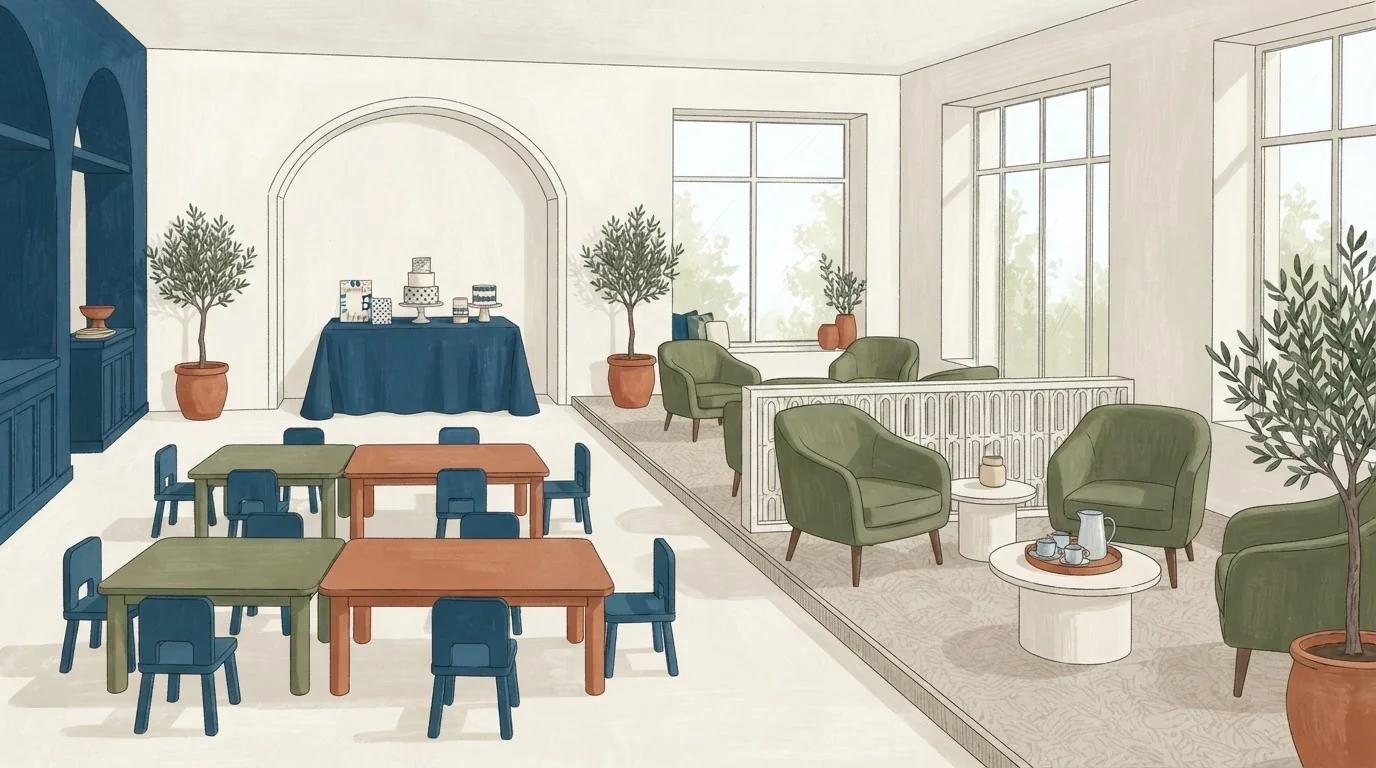 Illustrated venue setting: A children’s party budget starts with the guest rules