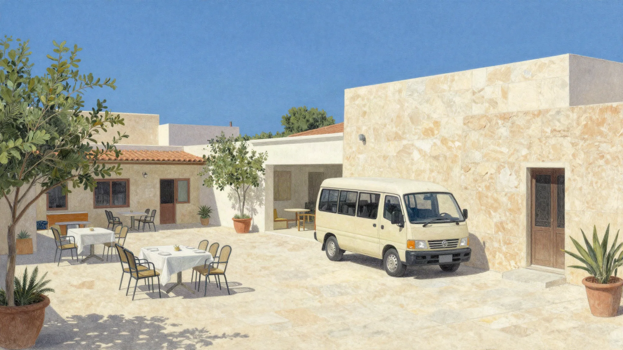 Illustrated venue setting: A Crete wedding: choose the guest base before the venue shortlist