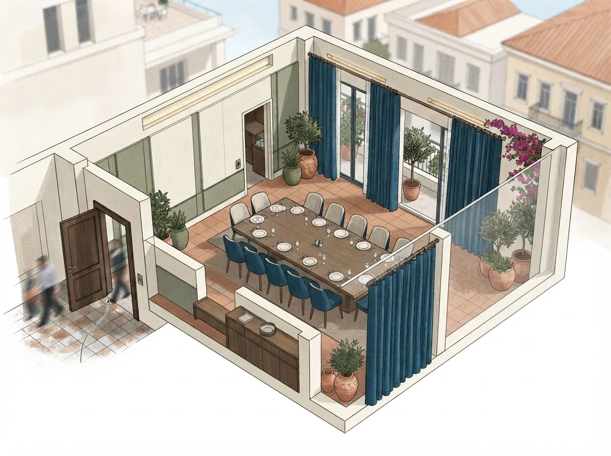 Planning illustration: Private dining in Athens: how private is the room?