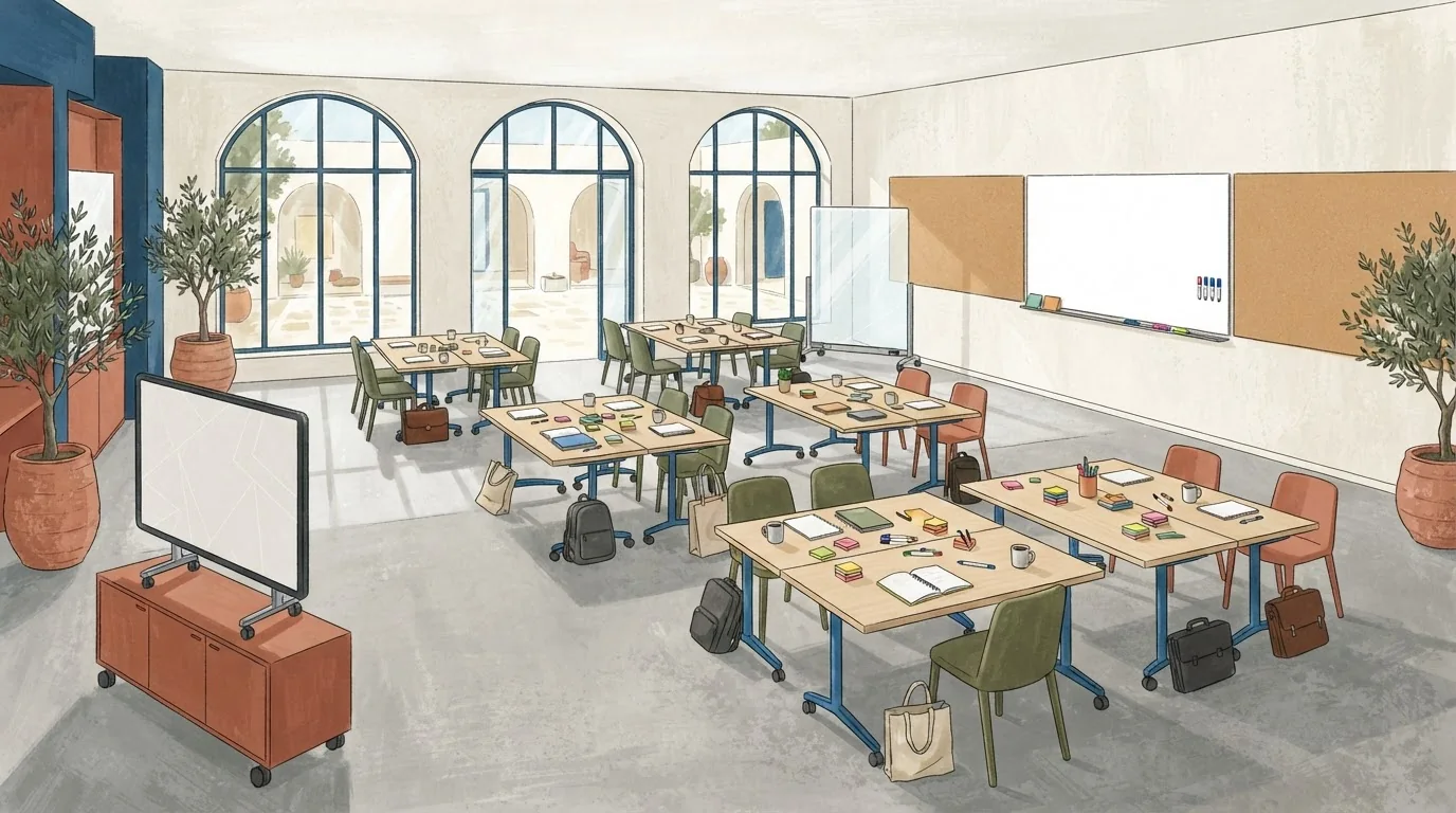 Illustrated venue setting: Training rooms need space to work, not only to sit