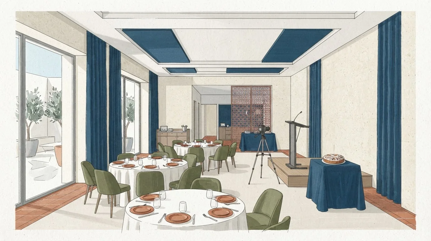 Illustrated venue setting: Plan the vasilopita moment before you book the room