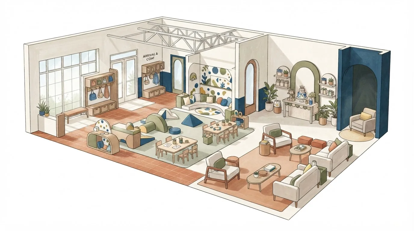 Illustrated venue setting: Indoor birthday venues: check the parents’ space too